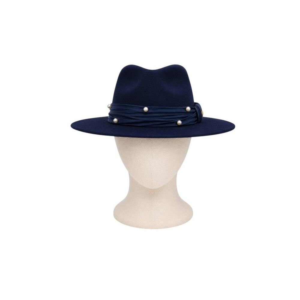Lele Sadoughi for Anthropologie Wool Rancher Hat in Navy with Pearl Details $145